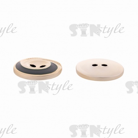 Пуговица пластиковая на два прокола, золотая с темно-зеленым, 28L фото 3