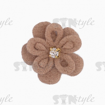 Аппликация 3D "Цветочек" со стразой, цвет капучино, размер 20 мм фото 2