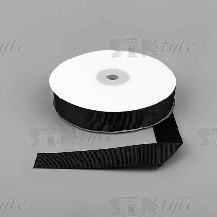 Лента репсовая, ширина 20 мм, цвет черный, намотка 36 Y, (01437) фото 1