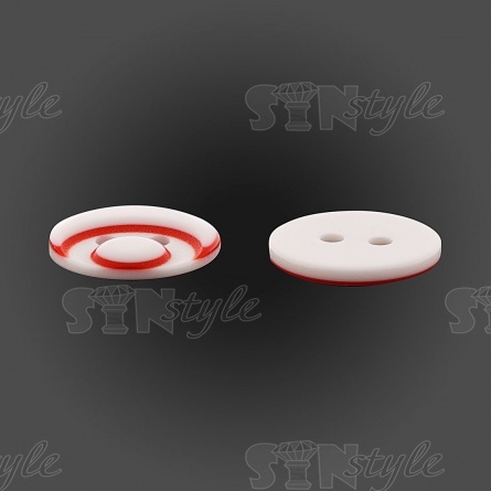 Пуговица пластиковая на два прокола, размер 20L, цвет белый/красный фото 3