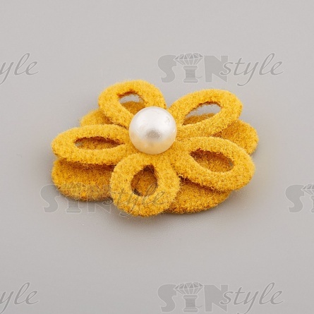 Цветочки декоративные, цвет горчица, размер 25 мм,  фото 2