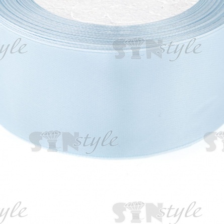 Декоративная лента атласная, ширина 38 мм, намотка 25 ярдов, цвет нежно-голубой (№078) фото 2
