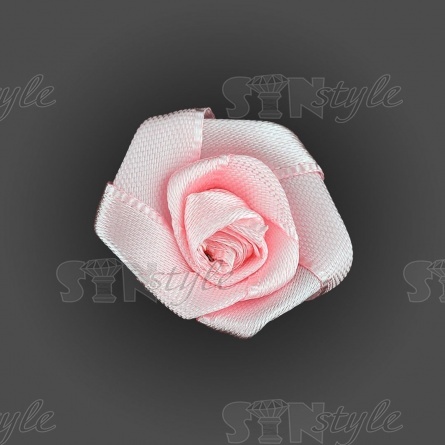 Цветочек из атласной ленты, розовый, размер 20 мм фото 1