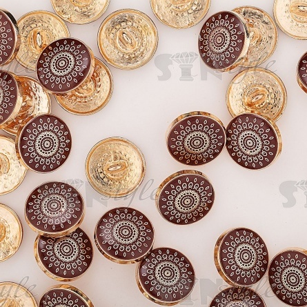 Пуговица металлическая на ножке, золото/бордо, 28L фото 3