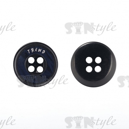 Пуговица пластиковая на четыре прокола, размер 24L, цвет черный фото 2