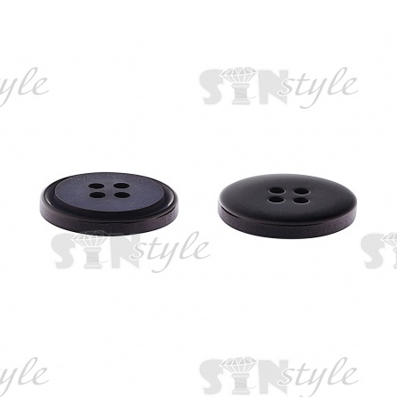 Пуговица пластиковая на четыре прокола, черная/синяя 34L фото 3