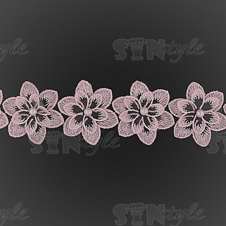 Цветочки из капроновой ленты, размер 45 мм, намотка 20 ярдов, цвет розовый (№5) фото 3