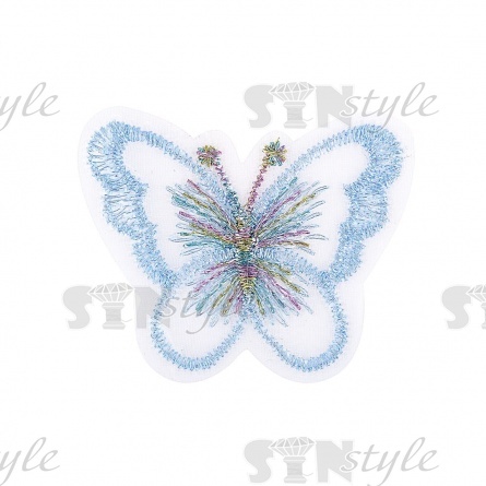 Аппликации бабочки из капрона, размер 45х35 мм цвет голубой фото 1