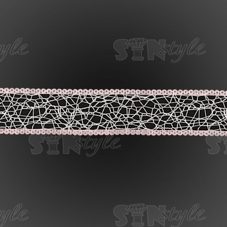 Декоративная лента капроновая "паутинка", ширина 25 мм, цвет белый с розовым, намотка 25 ярдов фото 3