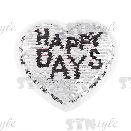 Аппликация из пайеток пришивная "Сердце", размер 150х130 мм фото 2