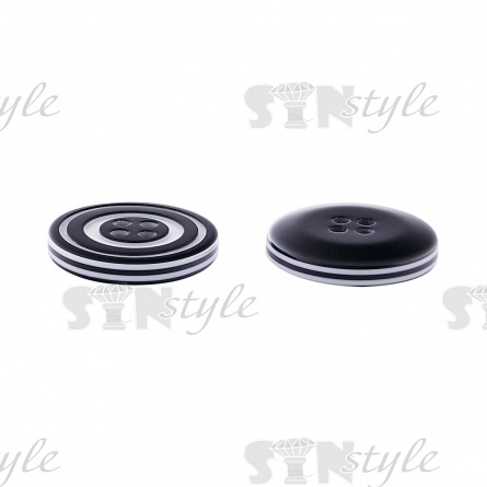 Пуговица пластиковая на четыре прокола, черная/белая, 34L фото 3