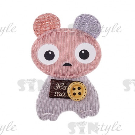 Аппликация 3D "Котик", цвет серый+грязно-розовый, размер 50х35 мм фото 1