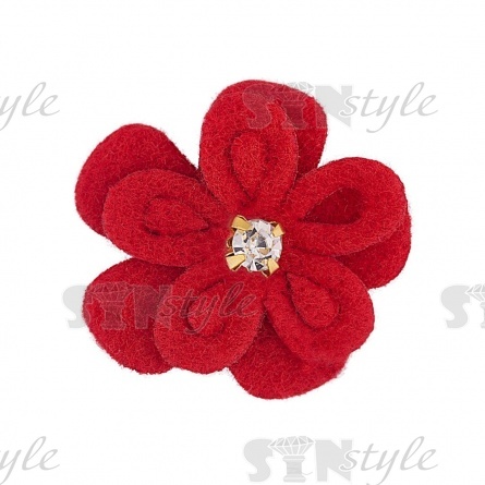 Аппликация 3D "Цветочек" со стразой, цвет красный,  размер 20 мм фото 1