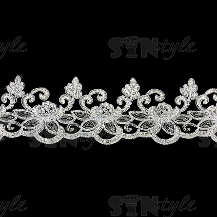 Кружево гипюр, тонкое изящное кружево с цветочным узором, ширина 90 мм, намотка 10 ярдов, цвет кипенно-белый  фото 1