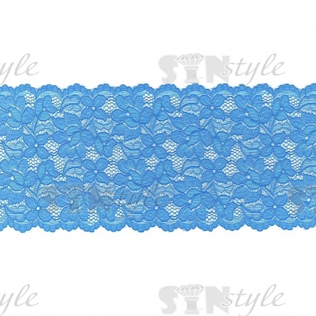 Кружево эластичное, ширина 140 мм, цвет синий, намотка 15 ярдов фото 2