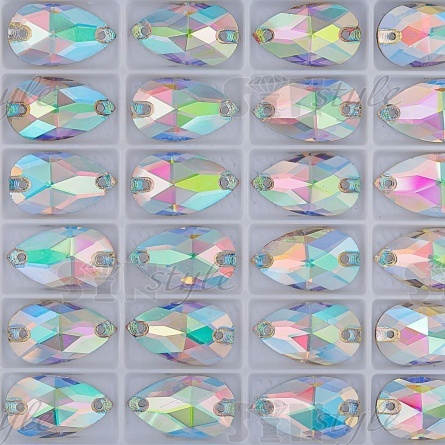 Стразы пришивные стеклянные Капля, цвет радужный (голография), размер 11 мм х 18 мм фото 2