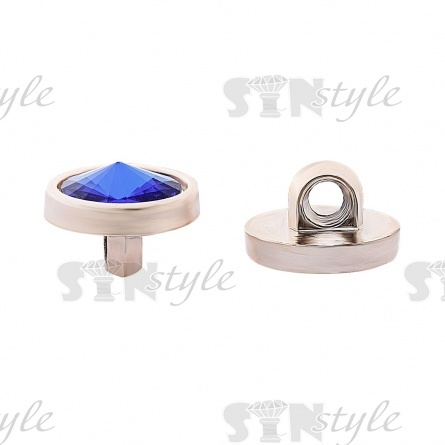 Пуговица пластиковая на ножке, цвет золотой+синий, размер 20L фото 2