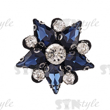 Аппликация с элементами из страз на фетровой основе, цвет темно-синий, размер 30 мм фото 1