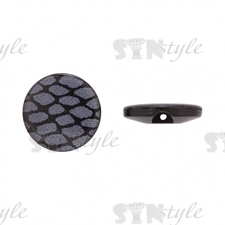 Пуговица пластиковая на полуножке, размер 24L, форма круглая, цвет черный  фото 1