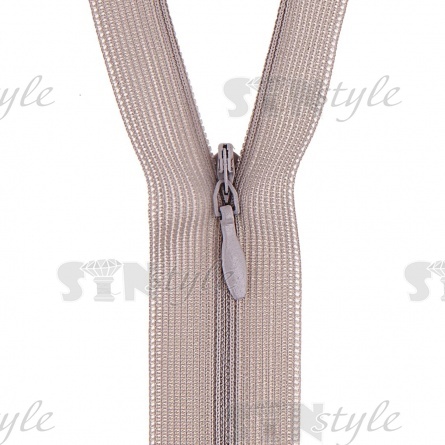 Молния спираль, тип 3, потайная, неразъемная, основа капрон, длина 50 см, цвет 310 (светло-серый), бегунок цвета основы фото 2