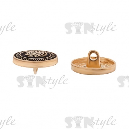 Пуговица металлическая на ножке, размер 28L, цвет золото/черный фото 3