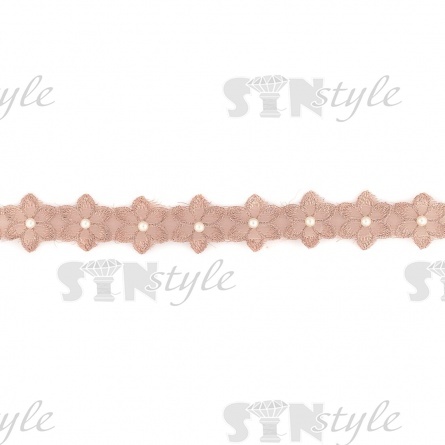 Цветочки из капроновой ленты, размер 30 мм, намотка 20 ярдов, цвет капучино фото 2