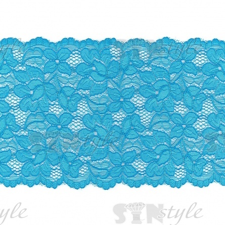 Кружево эластичное, ширина 140 мм, цвет бирюзовый, намотка 15 ярдов фото 1