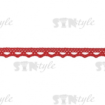 Кружево вязаное плетеное, ширина 12 мм, цвет бордовый, намотка 15 ярдов фото 2