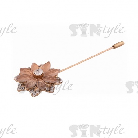 Брошь-игла металлическая со стразами, размер 30*85 мм, цвет золото+белые стразы шампань фото 2