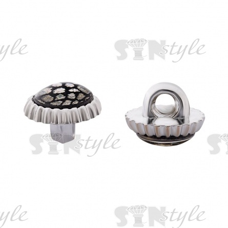 Пуговица пластиковая на ножке, размер 16L, цвет никель+серебряный+черный фото 3