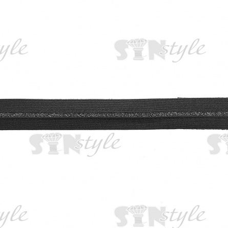 Декоративная тесьма с люрексом, цвет черный+серебро, ширина 25 мм, намотка 15 ярдов  фото 1