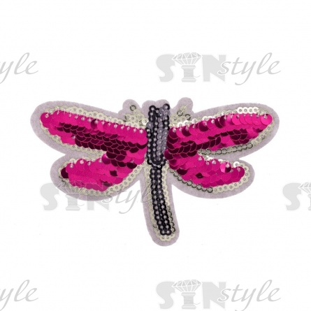 Термоаппликация "Стрекоза" с пайетками, размер 100 мм х 60 мм фото 1