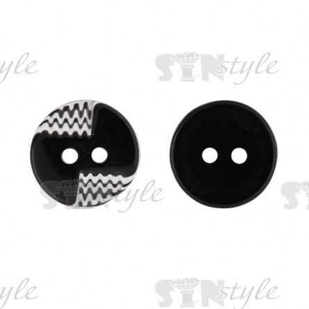 Пуговица пластиковая на два прокола, черная с белым, 20L фото 1