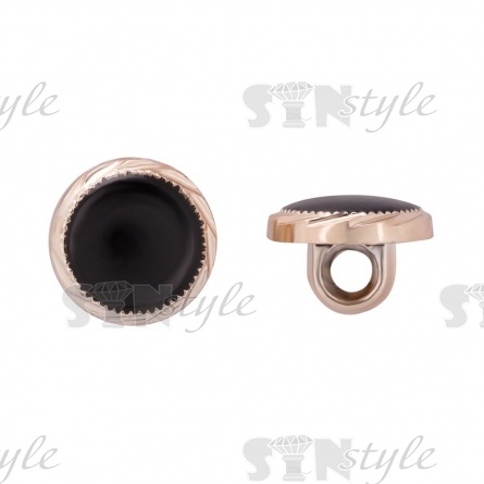 Пуговица пластиковая на ножке, размер 20L, цвет золото/черный фото 1