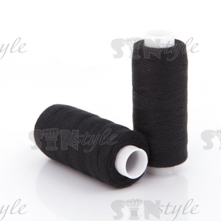 Нитки полиэстер 40/2, цвет №1414 (черно-зеленый), катушка  400Y  фото 1