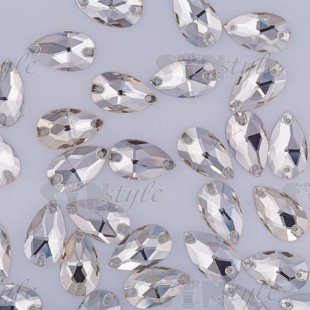 Стразы пришивные стеклянные Капля, цвет белый прозрачный, размер 11*18 мм фото 3