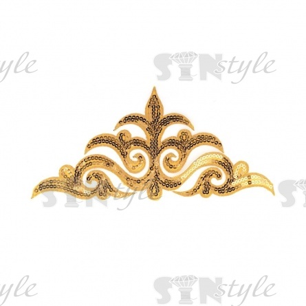 Термоаппликация орнамент с пайетками, цвет золотой, размер 290х135 мм  фото 1