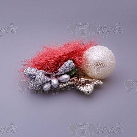 Цветочки декоративные с натуральным мехом, цвет грязно-розовый, размер 40 мм,  фото 2