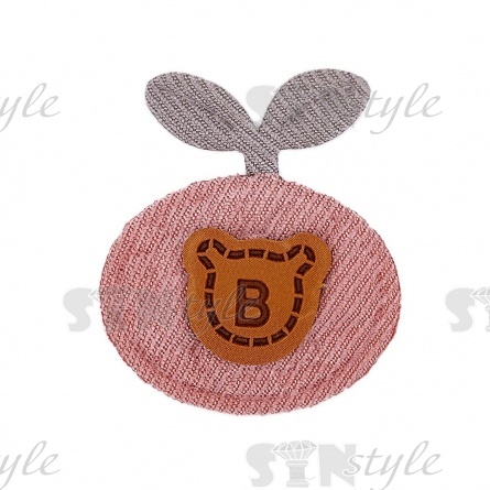 Аппликация 3D "Яблочко", цвет грязно-розовый+серый, размер 27х30 мм фото 1