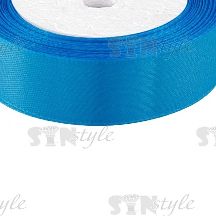Лента атласная, ширина 25 мм, намотка 25 ярдов, цвет синий (№198) фото 2