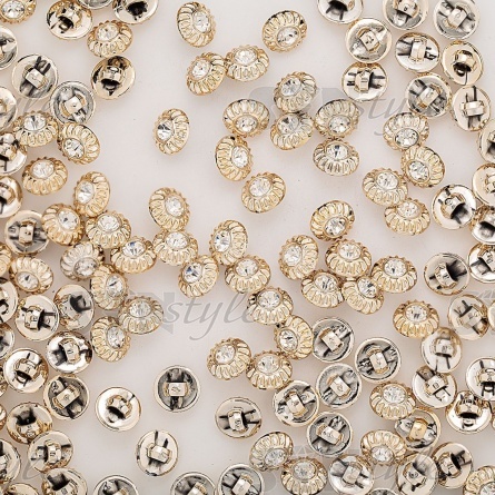 Пуговица пластиковая на ножке, размер 20L, цвет золотой+белая страза фото 3