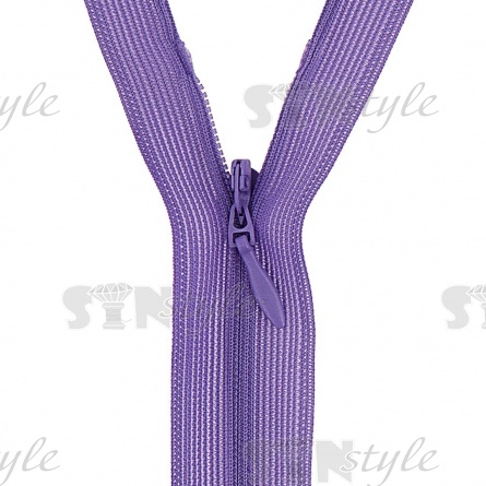 Молния спираль, тип 3, потайная, неразъемная, основа капрон, длина 50 см, цвет 171 (сиреневый), бегунок цвета основы фото 2