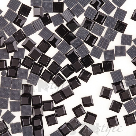 Стразы термоклеевые стеклянные Crystal, форма квадрат, размер 4х4 мм, цвет черный, 480 шт/уп  фото 1