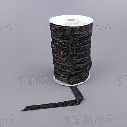 Декоративная лента бархатная, ширина 15 мм, намотка 50 ярдов,вет черный фото 3