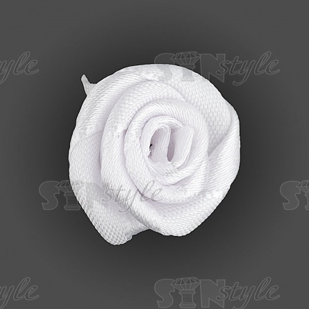 Цветочек из атласной ленты, белый, размер 20 мм фото 1