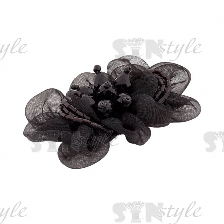 Аппликация с элементами из бисера, цвет черный, размер 70х50 мм фото 2