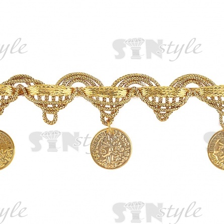 Тесьма отделочная металлизированная, ширина 35 мм, цвет золотой, намотка 15 ярдов фото 2