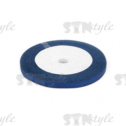 Декоративная лента атласная, ширина 6 мм, намотка 25 ярдов, цвет темно-синий (№038) фото 1