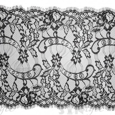 Кружево "Французское", ширина 400 мм, цвет черный, длина 3 метра фото 1