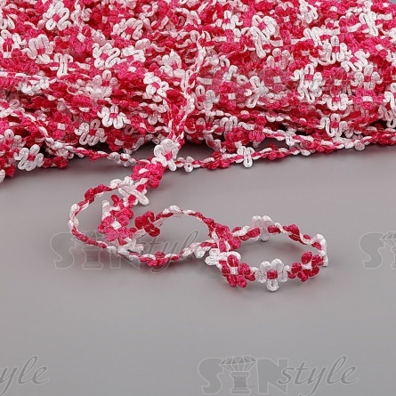 Тесьма отделочная вязаная, цвет фуксия (28), ширина 15 мм, намотка 50 ярдов  фото 2